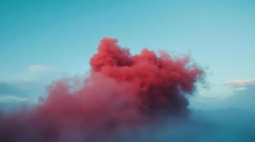 Crimson Cloud Bloom A Vibrant Spectacle in a Tranquil Sky photo