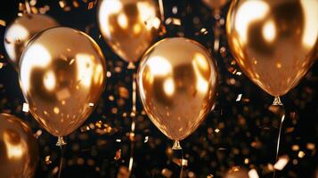 Gleaming Gold Balloons Confetti A Celebration of Joy and Festive Cheer photo