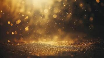 Golden Dream An Abstract Landscape of Sparkling Light Glittering Dust and Gentle Mist photo