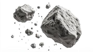 Asteroids in Space A Detailed View of Rocky Celestial Bodies in Monochrome photo