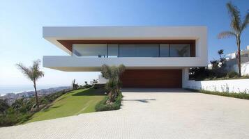 Modern Architectural Marvel A White Cube House with Ocean Views photo