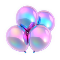 Abstract holographic chrome balloons in 3D Y2K style. Pastel color reflections, metallic surface with a dreamy liquid glow, shiny and smooth. png