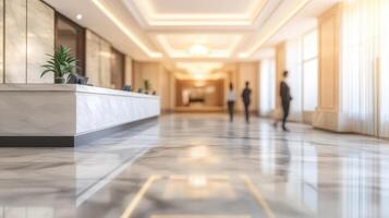 Elegant Lobby Interior Marble Reception Area Light and Modern Business Atmosphere photo
