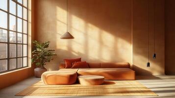 SunDrenched Sanctuary Warm Tones Modern Minimalism in Earthy Living Space photo
