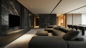 Modern Interior with Marble Accents and Minimalist Design photo