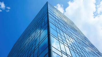 Skyscrapers Azure Reflection Modern Architecture Meets a Clear Sky With Fluffy Clouds photo