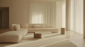 Serene Minimalist Interior Creamy Neutrals Soft Light photo
