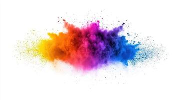 Explosion of Vibrant Colors Powdered Pigment Burst on White Background Abstract Colorful Design photo