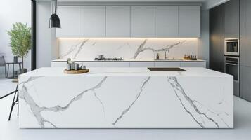Modern Kitchen with Marble Island Sleek Design and Elegant Features for Cooking and Entertaining photo