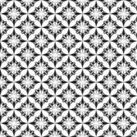 A black and white seamless pattern featuring repeating geometric shapes that resemble stylized four-petal flowers or diamonds, creating a symmetrical and intricate design. vector