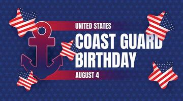 Coast Guard Day Design with Anchors and Waving Flags vector