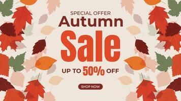 Autumn Sale Template with Soft Leaf Pattern Background and Promotional Text vector