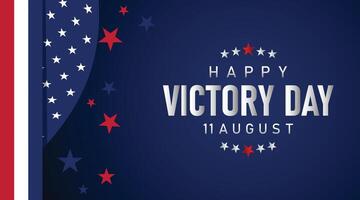 Minimalist dark blue victory day banner with single flag stripe and clean centered text vector