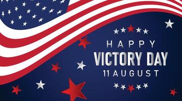 USA Victory Day design with waving flag stripe and star pattern on deep blue background vector
