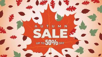 Autumn Sale Template with Simple Leaves Pattern and Discount Text vector