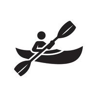 Man riding kayak boat silhouette on white background. vector
