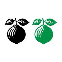 Minimalist guava silhouette on white background. Guava fruit icon vector
