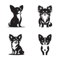 Set of chihuahua dog silhouette on white background. vector