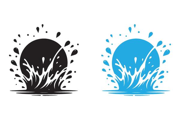 Splash of water silhouette on white background. Water splash logo icon