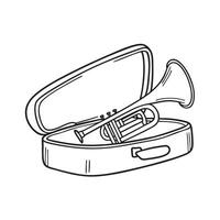 A trumpet placed inside an open case vector