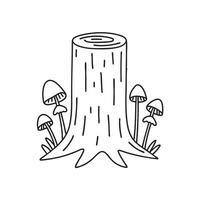 A tree trunk showing mushrooms around its base vector