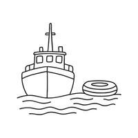 A tugboat next to a floating tire vector
