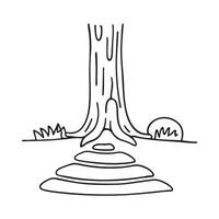 A tree trunk behind a stone path vector