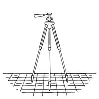 A tripod standing on a tiled floor vector