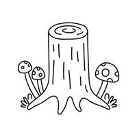 A tree trunk with mushrooms growing at the base vector