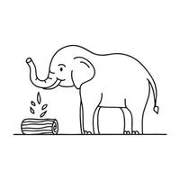 A trunk of an elephant lifting a small log vector