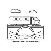 A train rolling over a short bridge and stream vector