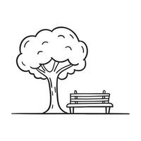 A tree shading a small bench vector