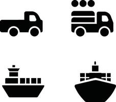Black and White Transportation Icons Set vector