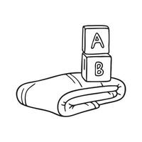 A stacked toy blocks beside a blanket vector
