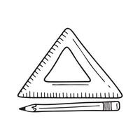 A triangle ruler and pencil side by side vector