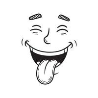 A doodle of a smiling face with a tongue poking out in laughter vector