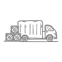 A truck beside a stack of crates vector