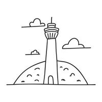 A tower beside a hill with a clear sky background vector