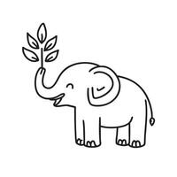 A trunk of an elephant holding a tree leaf vector