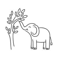 A trunk of an elephant reaching a tree branch vector