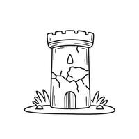 A cracked tower standing by a grassy patch vector