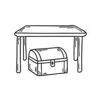A trunk box under a small table vector