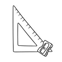 A triangle ruler positioned close to a pencil sharpener vector