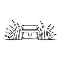 A treasure hidden behind tall grass with a handle showing vector