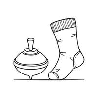 A toy spinning top near a sock under the table vector