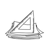 Scattered papers underneath a triangle ruler vector