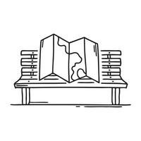 A map laid out on a bench, one corner slightly curled vector