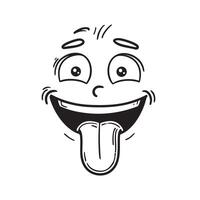 A tongue sticking out from a laughing face sketch vector