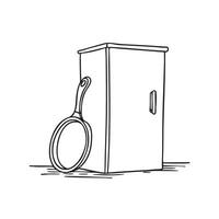 A tray leaning on a cupboard with one handle broken vector