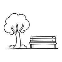 A tree trunk next to a park bench vector
